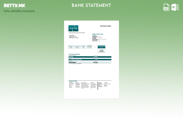 модерен стил Норвешка DNB банка извод шаблон ексел